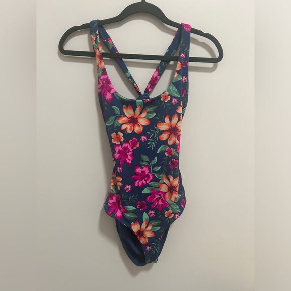 TORI PRAVER XS lace-up back maillot One Piece swimsuit teal designer
